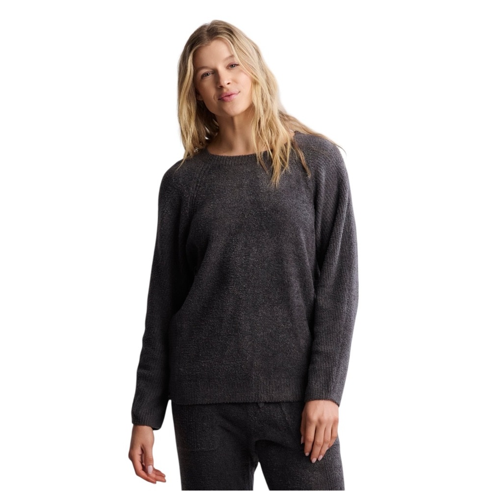 BAREFOOT DREAMS CozyChic Lite Rib Blocked Pullover in Carbon SZ S